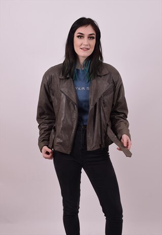 VINTAGE 80'S SOFT LAMBS LEATHER BIKER JACKET SIZE MEDIUM