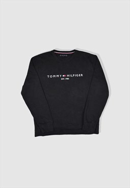 Vintage Y2K Tommy Hilfiger Embroidered Logo Sweatshirt Black
