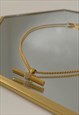  GOLD CRYSTAL T BAR NECKLACE