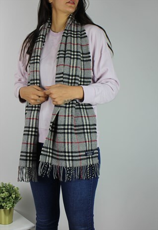VINTAGE BURBERRY CHECK SCARF WITH LOGO LABEL