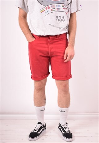 LEVI'S 501 MENS VINTAGE DENIM SHORTS W34 RED 90S