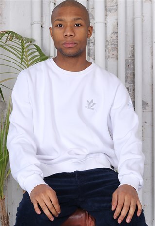 VINTAGE ADIDAS CHEST TREFOIL LOGO SWEATSHIRT WHITE
