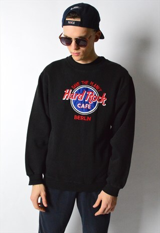 VINTAGE 90S BLACK EMBROIDERED BERLIN SWEATSHIRT