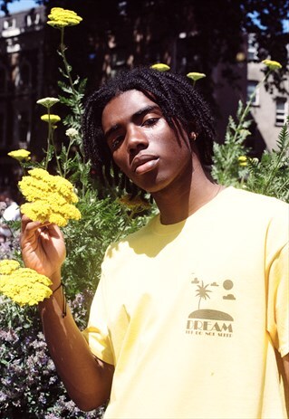 SHORT SLEEVED T-SHIRT IN YELLOW WITH ISLAND PRINT