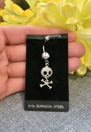DIAMONTE SKULL NAVEL BAR / BODY JEWELLERY