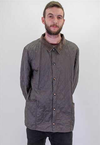 VINTAGE BARBOUR QUILTED JACKET IN GREEN/BROWN XXL