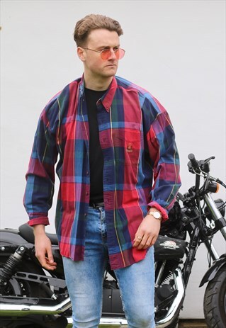 RALPH LAUREN CHAPS USA GRUNGE PLAID SHIRT