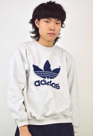 VINTAGE 90S ADIDAS GREY LOGO SWEATSHIRT