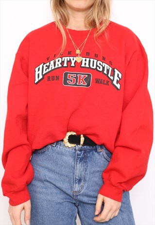 VINTAGE 90S RED USA SPORTS SWEATER JUMPER