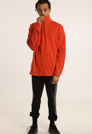 VINTAGE RALPH LAUREN EMBROIDERED LOGO 1/4 ZIP SWEATSHIRT