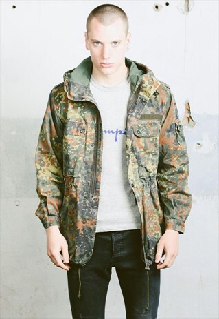 VINTAGE GERMAN CAMO FESTIVAL JACKET WITH HOOD