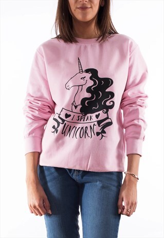 I SPEAK UNICORN SWEATSHIRT IN PINK