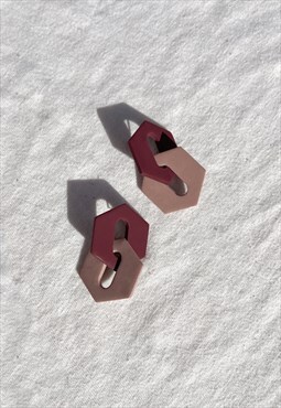 Handmade Brown Link Earrings Modern Hypoallergenic