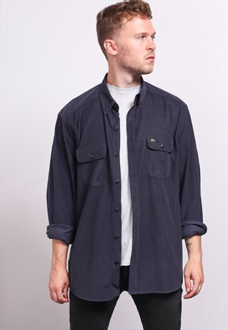 VINTAGE LACOSTE CORDUROY CORD SHIRT BLUE