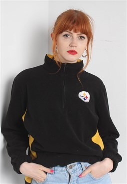 Vintage Pittsburgh Steelers 1/4 Zip Fleece Sweatshirt Black