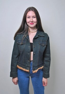 Vintage jeans jacket, 90s grunge button up denim jacket