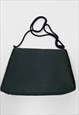 80'S VINTAGE BLACK PLEATED FABRIC LADIES EVENING BAG