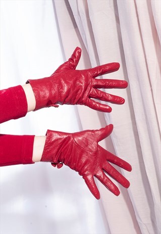 VINTAGE LEATHER GLOVES 80S RED GLOVES