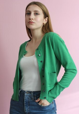GREEN Y2K CUTESY CARDI