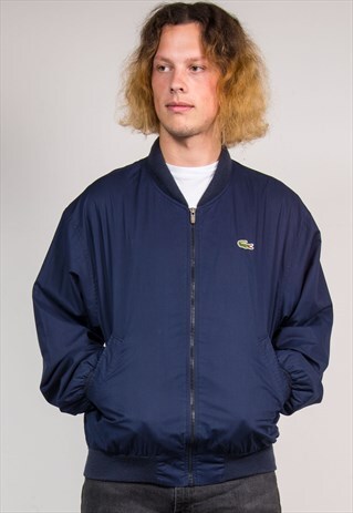90'S VINTAGE NAVY BLUE LACOSTE BOMBER JACKET