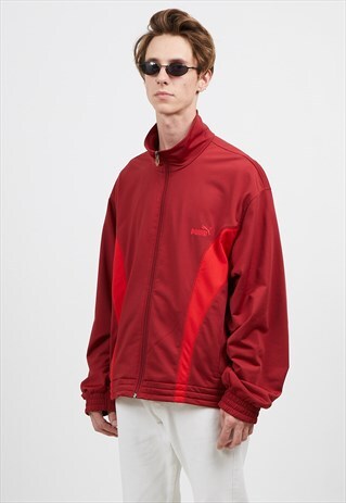 VINTAGE RED PUMA ZIP TRACK JACKET