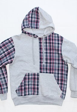 Pink Checked Patchwork Hoodie