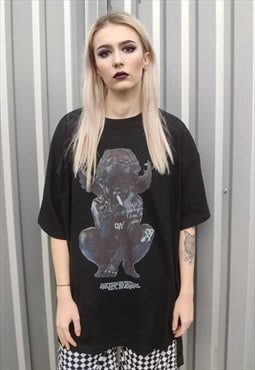 Angel print tee Gothic grunge t-shirt horror top in black