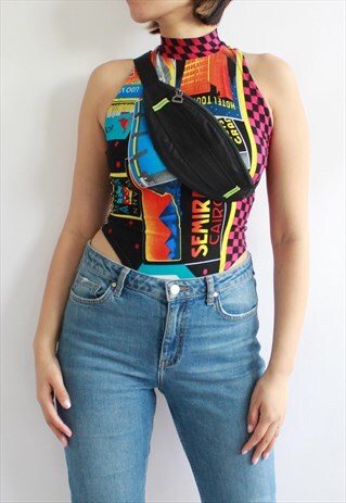 BLACK FLAT MONEY TRAVEL BUM BAG