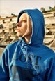 HOODIE IN BLUE WITH PRINTED 'LOST IN THE UNKNOWN' DESIGN