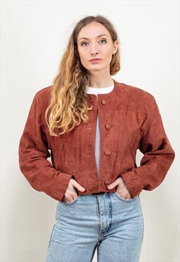 Vintage 80's Brown Suede Cropped Jacket 