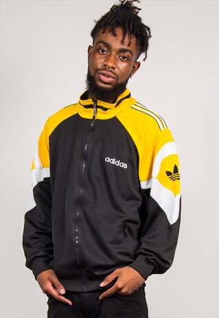 90'S VINTAGE ADIDAS SPORTS BLACK TRACKSUIT TOP JACKET