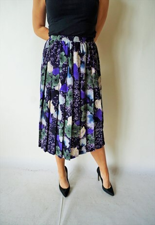 VINTAGE HIGH WAIST SUMMER SKIRT SKIRTS MIDI FLORAL 90S