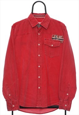 Vintage Napapijri Red Corduroy Shirt Mens