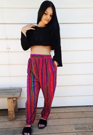 FUNKY VINTAGE 90'S HIGH WAISTED STRIPED LOUNGE PANTS