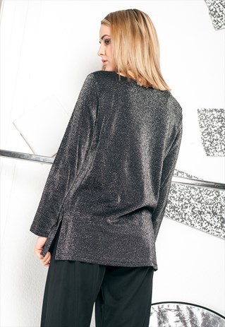 90S VINTAGE SILVER SPARKLE TOP