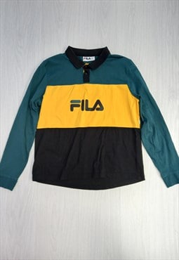 00's Rugby Style Shirt Teal Yellow Colourblock