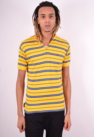 POLO RALPH LAUREN MENS VINTAGE POLO SHIRT MEDIUM YELLOW 90'S