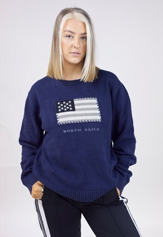 VINTAGE NORTH SALES NAVY KNIT JUMPER