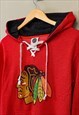 VINTAGE NHL CHICAGO BLACKHAWKS HOODIE RED WITH PRINT LOGO