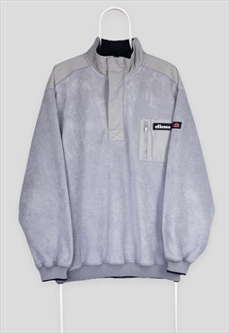 Vintage Ellesse 1/4 Zip Grey Fleece Sweatshirt XL
