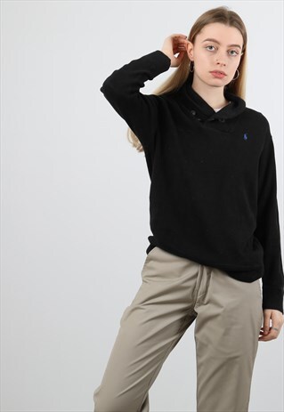 VINTAGE RALPH LAUREN MEDIUM BLACK EMBROIDERED SWEATSHIRT