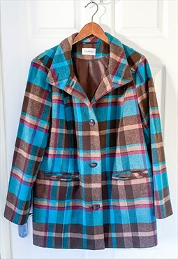 Vintage M&S Tartan Pattern Checked Winter Coat 