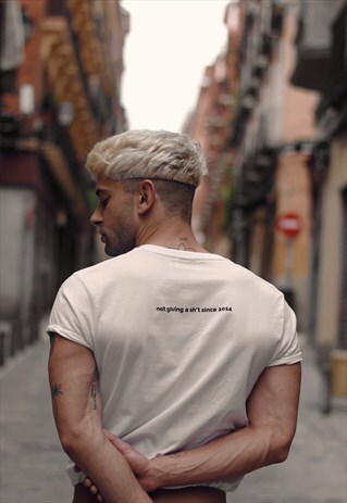 OBVIO SLOGAN WHITE COTTON T-SHIRT WITH