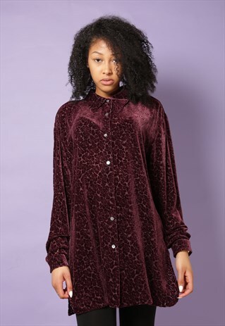 90S BURGUNDY VELVET BLOUSE
