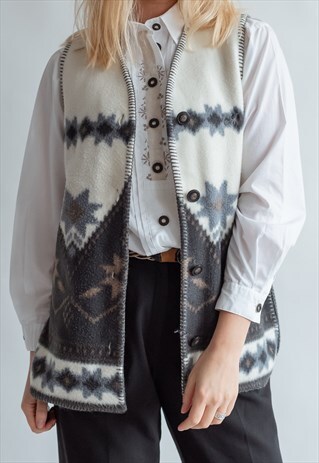 VINTAGE 70S BOHO GRAMMA FLEECE VEST