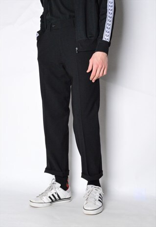 VINTAGE 90S BLACK MINIMALIST WOOL BLEND PANTS