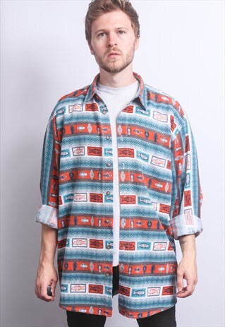VINTAGE ABSTRACT PATTERNED SHIRT 90S