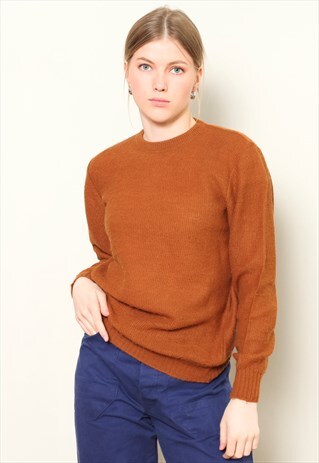 VINTAGE 70'S BROWN WOOL SWEATER