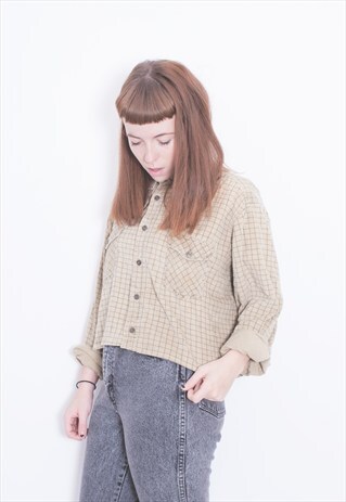 VINTAGE CHECK PLAID CORDUROY SHIRT