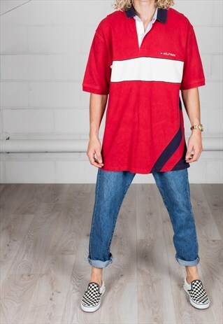 VINTAGE TOMMY HILFIGER ONE STRIPE LOGO UNISEX POLO SHIRT